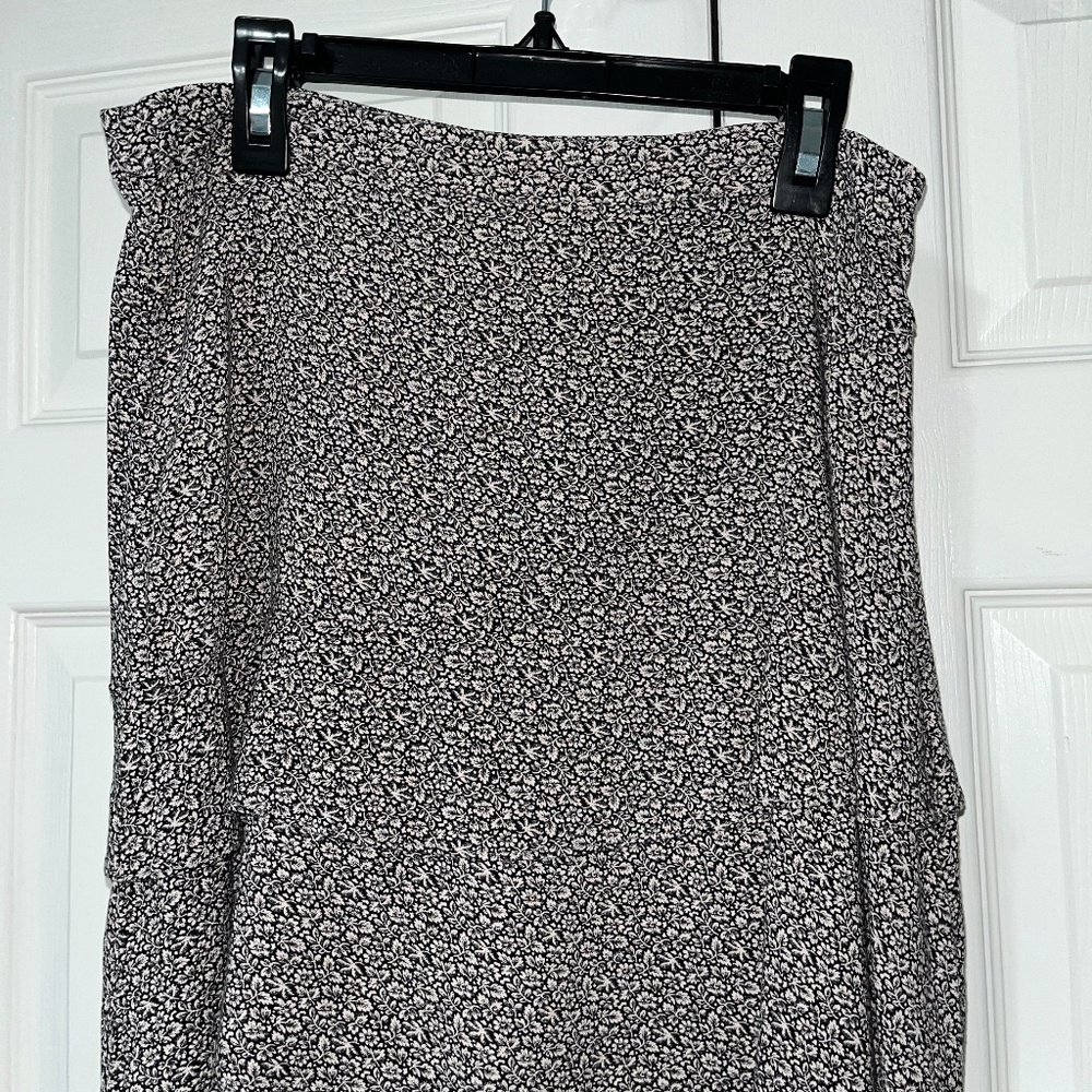 Urban Outfitters Black Skirt with White Floral Pattern